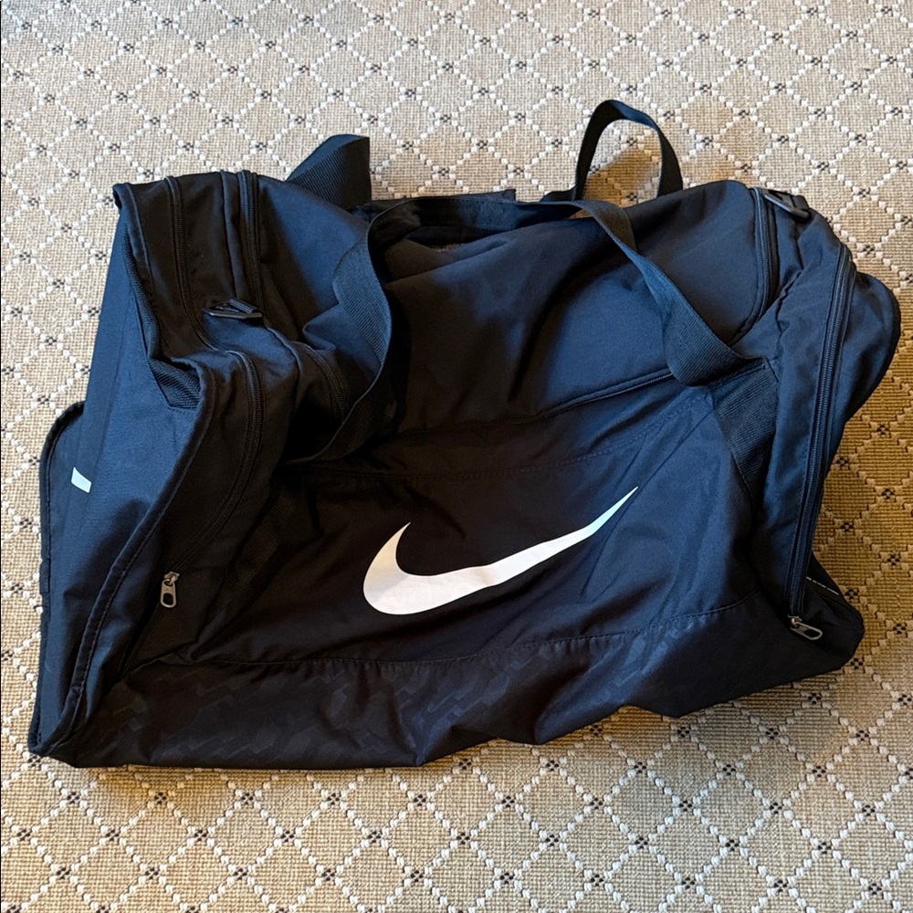 Nike Black and White Duffel Bag
